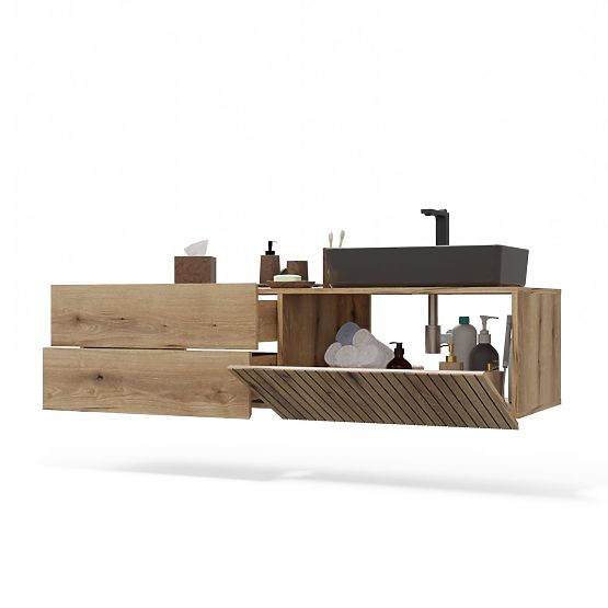 OMARICA POD UMIVALNIK TIGO 1D2S HRAST EVOKE 140 CM 2 PREDALA REBRASTA SPREDNJA PLOŠČA VISEČA