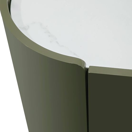 Ovalna komoda Nari, zelena/siva, spiek, sijaj