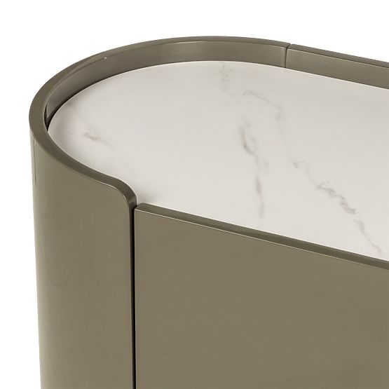 Ovalna komoda Nari, zelena/siva, spiek, sijaj