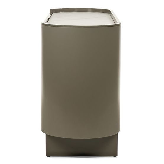 Ovalna komoda Nari, zelena/siva, spiek, sijaj