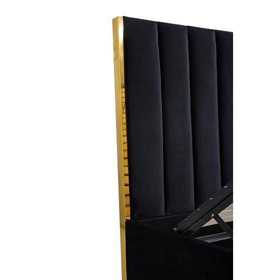 Oblazinjena postelja z visokim vzglavjem PALLAZO črna - 160x200 cm