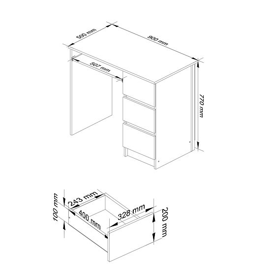 PISALNA MIZA A-6 CLP WENGE - BELA DESNA