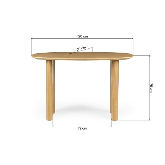 Pisalna miza/konsola Oriento 120 cm, naravni hrastov furnir