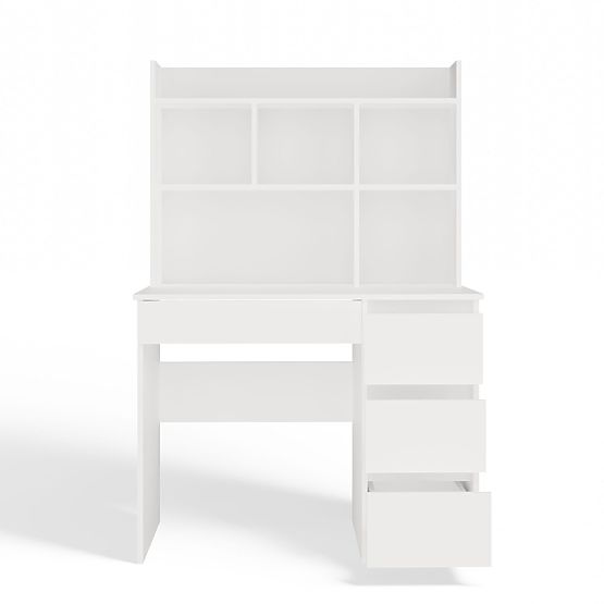 Pisalna miza MIJAS Desna z Nastavkom Bela Mat 4 Predali 4 Police za Pisarno Sobo