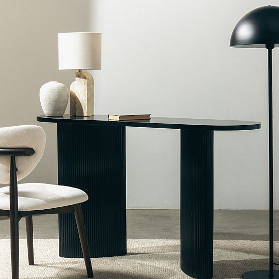 Pisarna miza/konsola Pauline 140 cm, črna, lamele