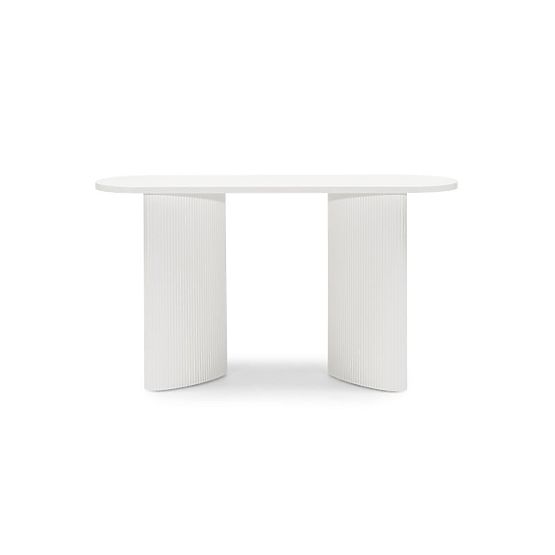 Pisarna miza/konzola Pauline 140 cm, bela, lamele