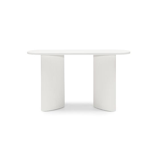 Pisarna miza/konzola Pauline 140 cm, bela, lamele