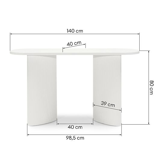 Pisarna miza/konzola Pauline 140 cm, bela, lamele