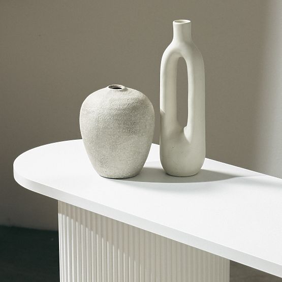 Pisarna miza/konzola Pauline 140 cm, bela, lamele