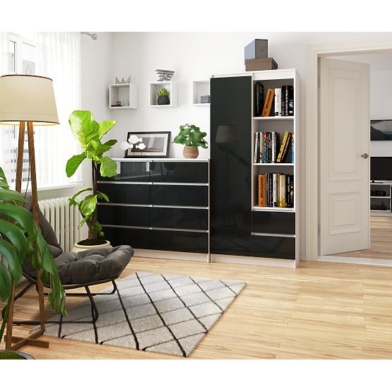 PISARNIŠKI REGAL R 80 cm CLP R11 BELA / GRAFIT SIJAJ