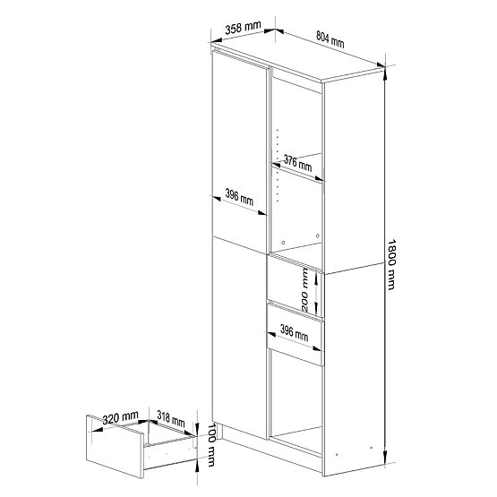 PISARNIŠKI REGAL R 80 cm CLP R15 PK BELI / BELI SIJAJ