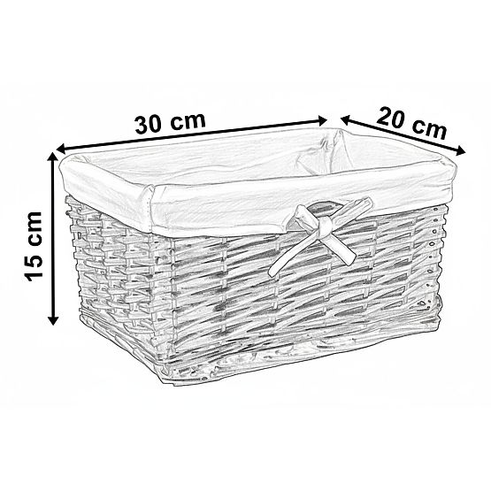 Pletena košara 30x20x15 cm - belo-siva