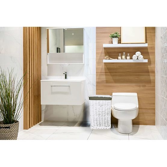 Pletena košara 40x30x60 cm - 72L - belo-siva