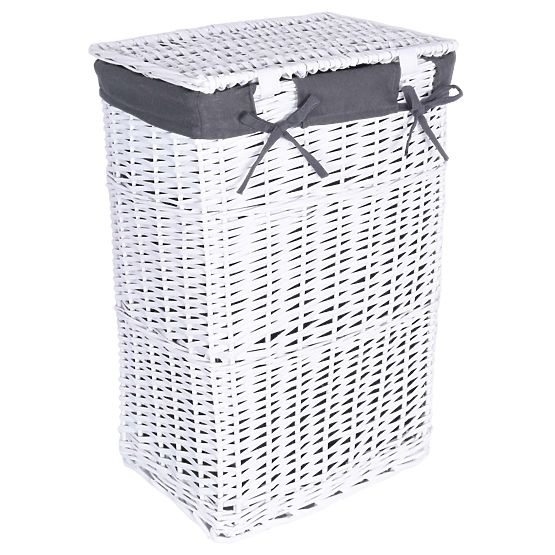 Pletena košara 48x36x66 cm - 114L - belo-siva