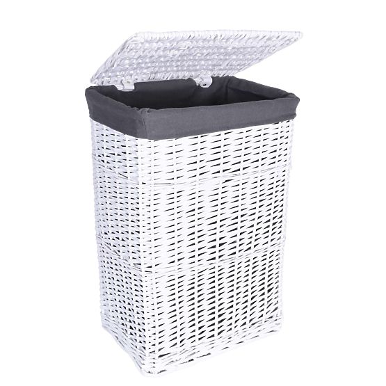 Pletena košara 48x36x66 cm - 114L - belo-siva