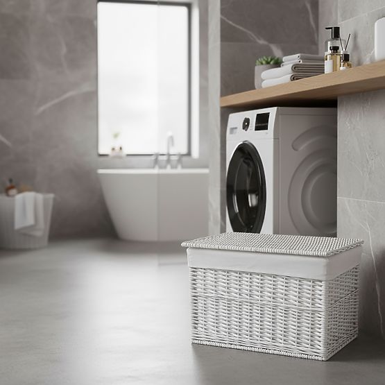 Pletena skrinja 105L 66x40x40 cm bela