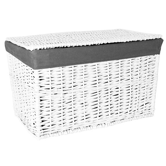 Pletena skrinja 65L 56x34x34 cm belo-siva