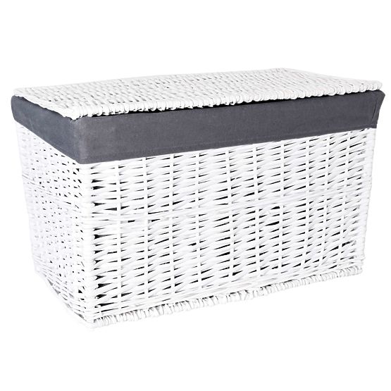 Pletena skrinja 76x46x46 cm - 160L - belo-siva