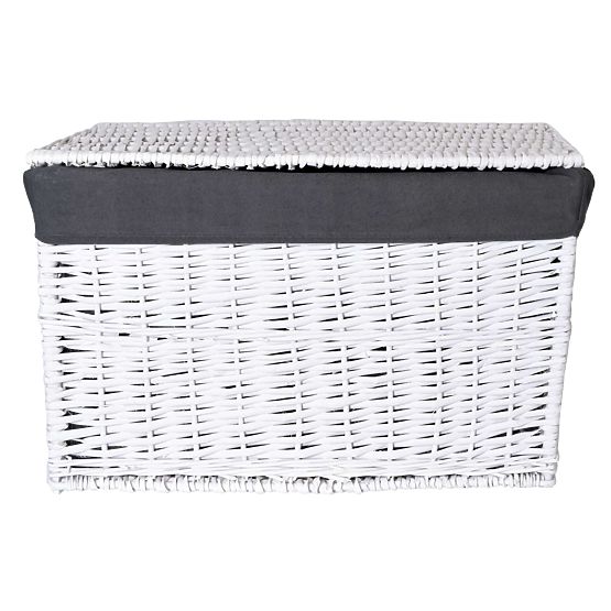 Pletena skrinja 76x46x46 cm - 160L - belo-siva