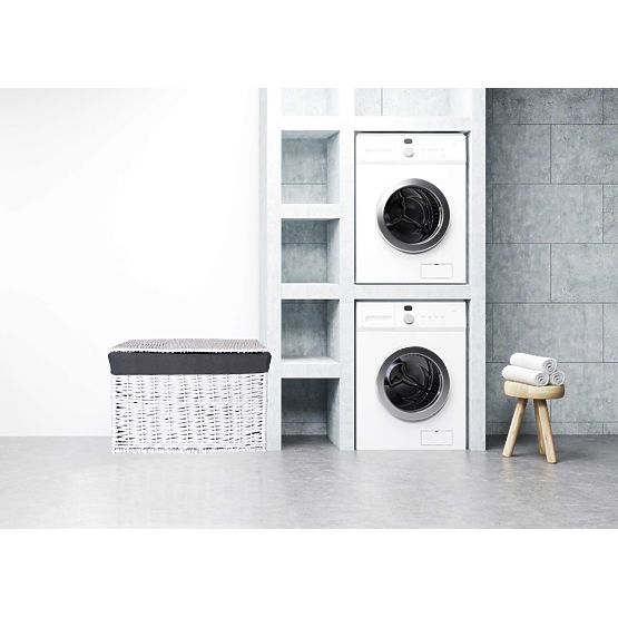 Pletena skrinja 76x46x46 cm - 160L - belo-siva