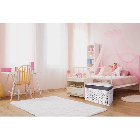 Pletena skrinja 76x46x46 cm - 160L - belo-siva