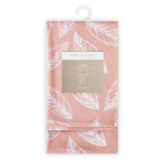 Pogrinjek CALM barva pudrasto roza tiskani rastlinski motiv klasični stil 40x140 ameliahome