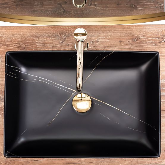 Pohištveni umivalnik REA Inga Črni Marmor Mat