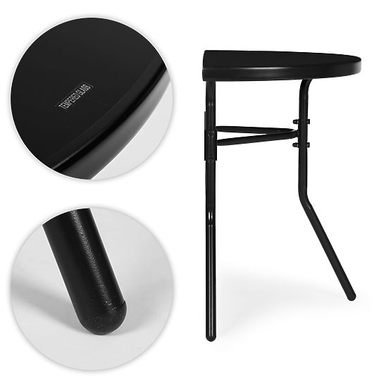 Polkrožna steklena klubska mizica za balkon, teraso, patio črna MultiGarden