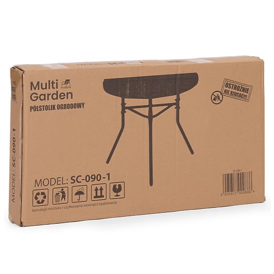 Polkrožna steklena klubska mizica za balkon, teraso, patio črna MultiGarden