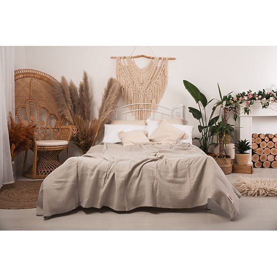 Posteljno pregrinjalo iz muslina 210x240 svetlo bež
