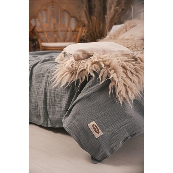 Posteljno pregrinjalo iz muslina 210x240 temno sivo