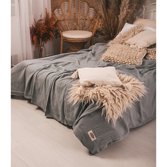 Posteljno pregrinjalo iz muslina 210x240 temno sivo