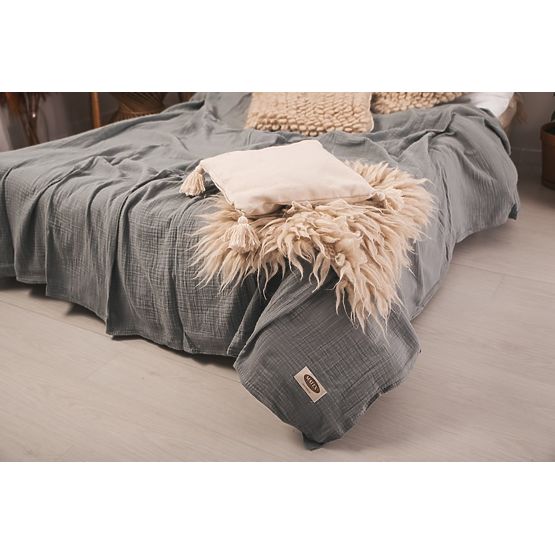 Posteljno pregrinjalo iz muslina 210x240 temno sivo