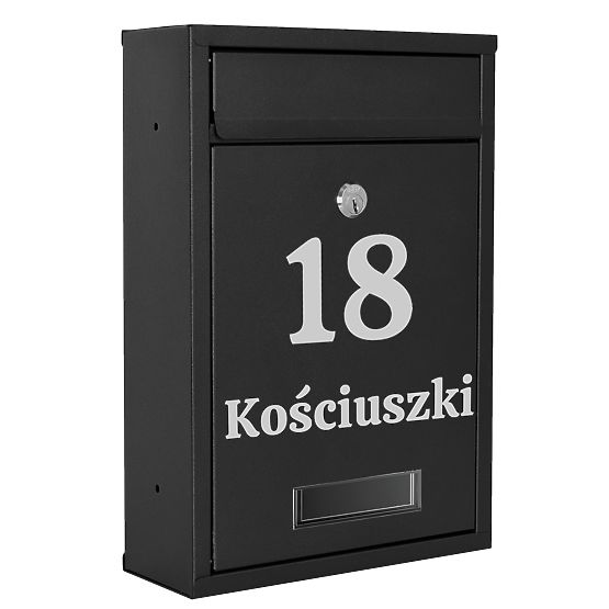 Poštni nabiralnik za pisma Gustav črna z napisi