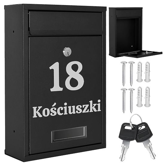 Poštni nabiralnik za pisma Gustav črna z napisi