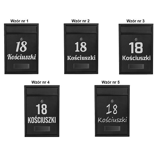 Poštni nabiralnik za pisma Gustav črna z napisi