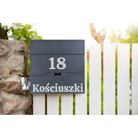 Poštni nabiralnik za pisma Vidar antracit z napisi