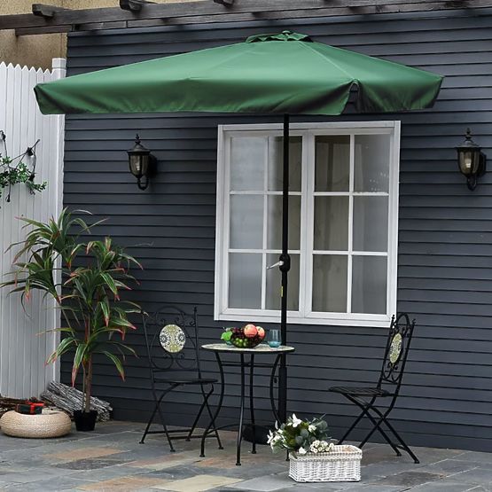 Pravokotni velik zunanji nagibni zložljivi senčnik z zeleno ročico 200 x 140 cm