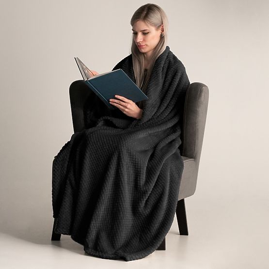 Pregrinjalo HENRY črno z žakardnim vzorcem moderni stil 220x240