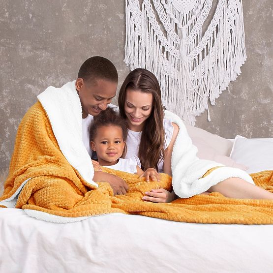 Pregrinjalo SHLEEPY oranžna z žakardnim vzorom klasični slog 170x210