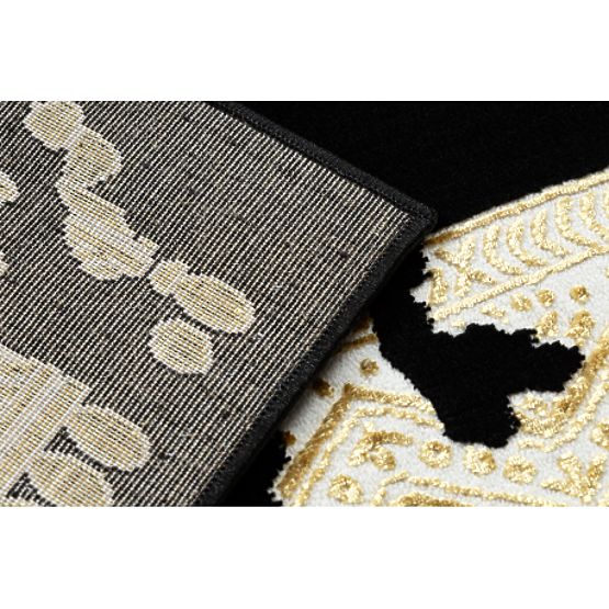 Preproga ALLURE 1965 Okvir - Strukturna, stilska, glamurozna črna / zlata