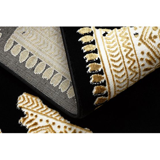 Preproga ALLURE 1965 Okvir - Strukturna, stilska, glamurozna črna / zlata