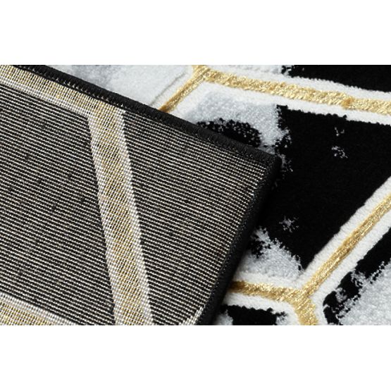 Preproga ALLURE 1966 Kocke 3D - Strukturna, stilna, glamurozna črna / zlata