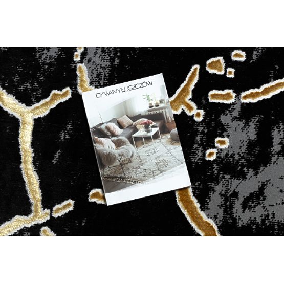 Preproga ALLURE 1967 Marmor - Strukturna, stilna, glamurozna črna / zlata