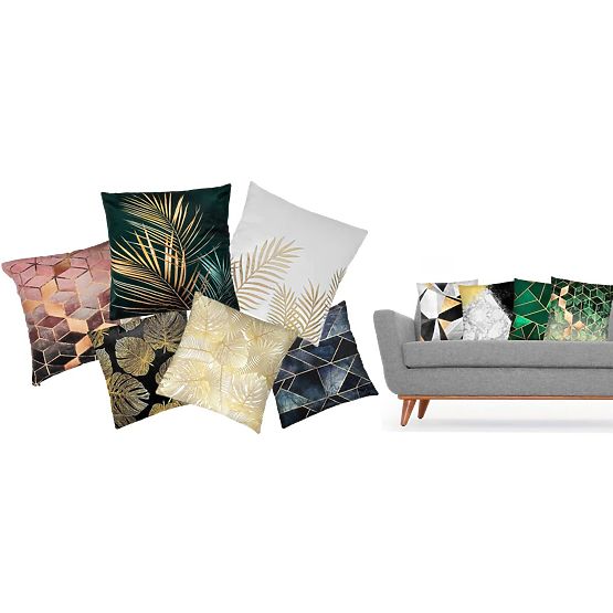 Prevleka za blazino 3D - zeleno-zlata