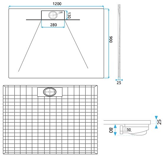 Pršna kad Bazalt Long Black 90x120