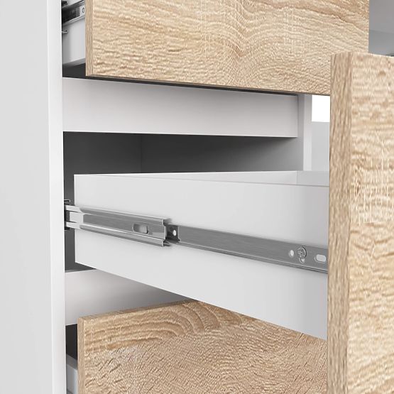 RAČUNALNIŠKA MIZA A-11 135 cm 6 PREDALOV BELA / SONOMA