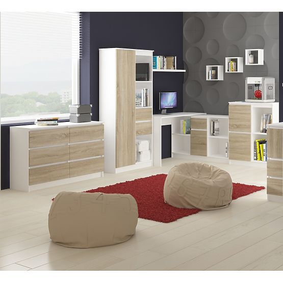 RAČUNALNIŠKA MIZA A-6 90 cm LEVA BELA / SONOMA