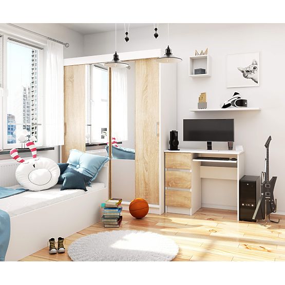 RAČUNALNIŠKA MIZA A-6 90 cm LEVA BELA / SONOMA