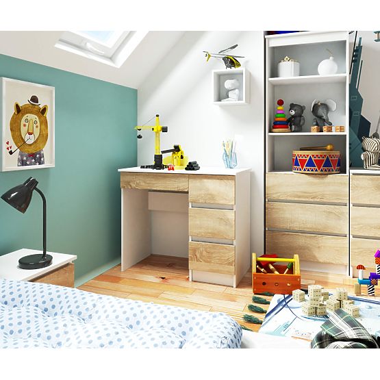 RAČUNALNIŠKA MIZA A-7 90 cm DESNA PK BELA / SONOMA